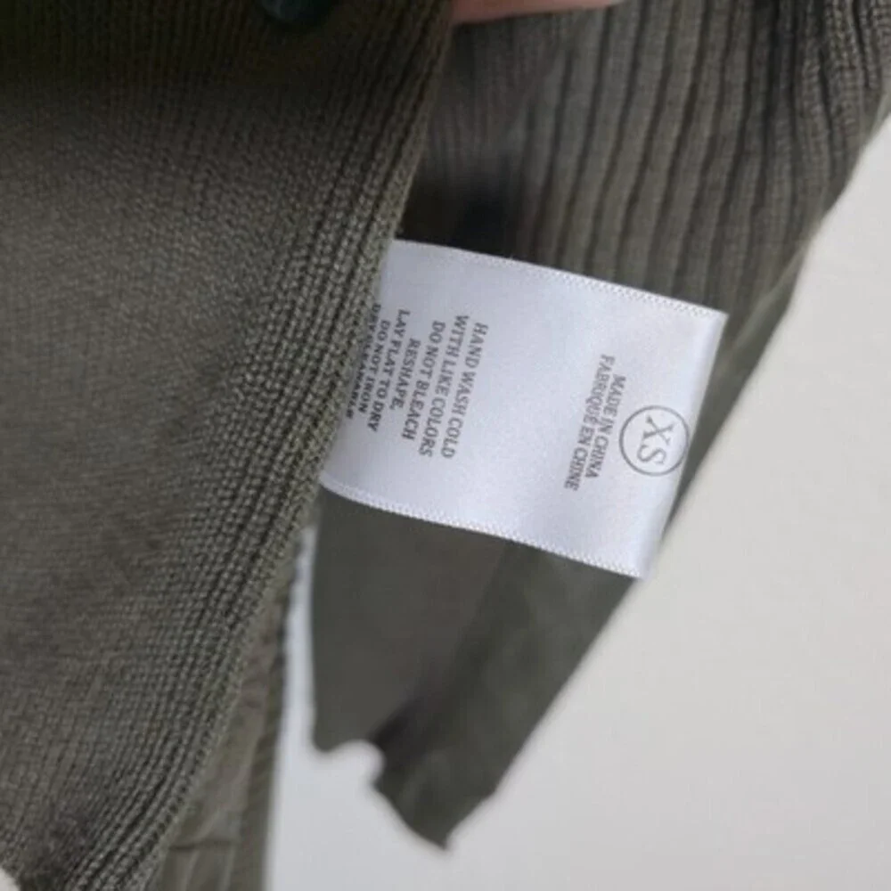 BLANKNYC Olive Green Faux Leather Knit Draped Open Front Moto Jacket XS - Picture 7 of 8